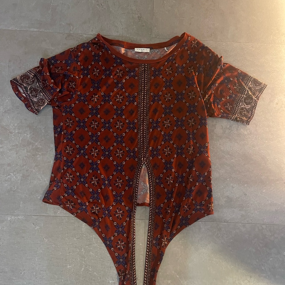 Sandro Red and Purple Patterned Top